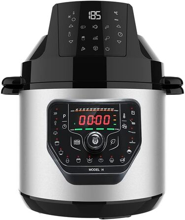 Cecotec programmable oven with GM H Fry Air Fryer head. Multifunction kitchen robot, 6-liter capacity, forward-opening lid, 24-hour programmable, adjustable temperature, recipe book Model H Fry