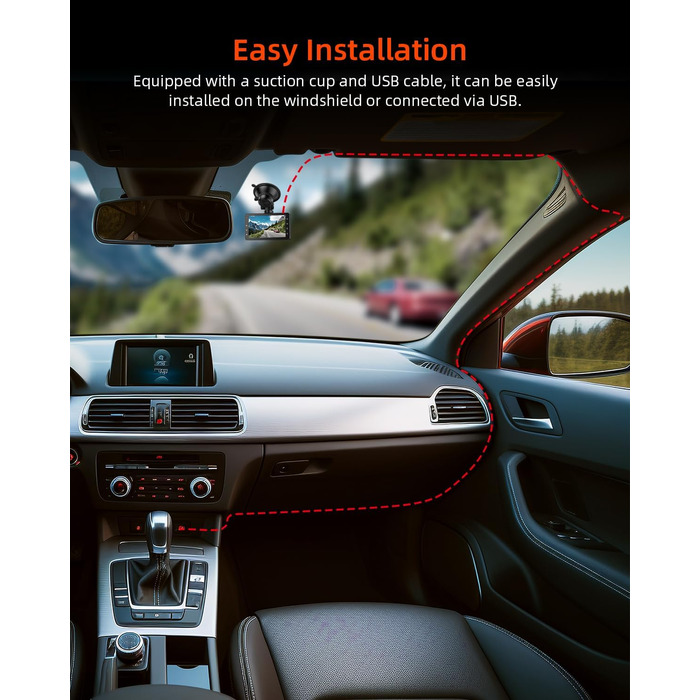 Відеореєстратор у машину Dashcam Auto з 32GB SD-картою, 1080P FHD, Нічне бачення, Широкий кут 176°, IPS-дисплей 3 дюйми, G-сенсор, Loop-запис, Виявлення руху та Паркувальний режим