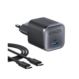 Anker Nano 45W USB-C Зарядний пристрій: Компактний мережевий адаптер для швидкої зарядки iPhone 17/Pro/Max, MacBook, Pixel, iPad, Samsung Galaxy (з кабелем 1.8м, чорний)