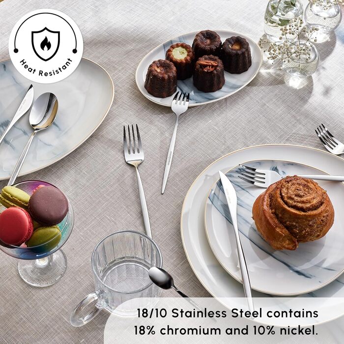 Karaca Lisbon Cutlery Set with Box Set, 60-Piece, for 12 People, 18/10 Stainless Steel Cutlery Set, Dishwasher Safe, Perfect for Everyday Use, Premium Quality