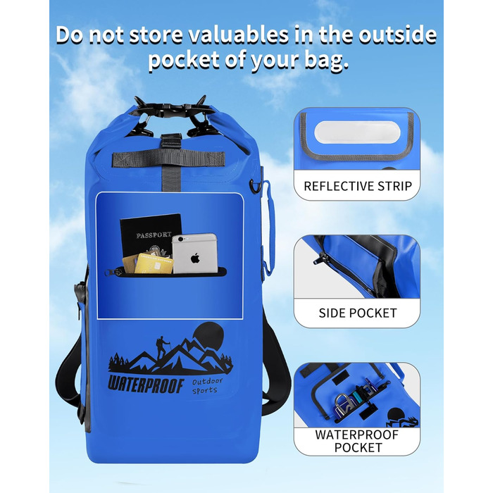 IDRYBAG Dry Bag Floating Waterproof Backpack 20L/30L/40L, Dry Bag Waterproof Backpack Shape, Dry Bag Kayak Waterproof Bag