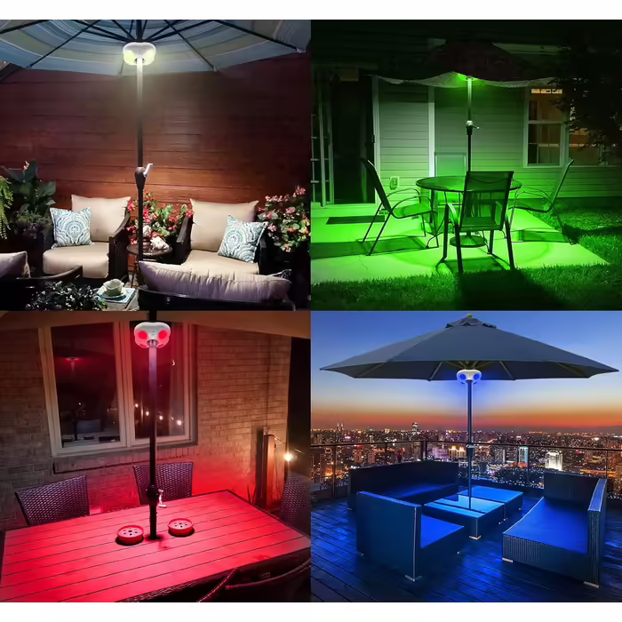 HONWELL LED Outdoor Lights Umbrella Lighting Lamp RF Balcony Light Super Bright Emergency Light Camping Tent Lamp Dimmable 12 Colors Battery Operated Wireless Light (White) for Camping Garden Beach