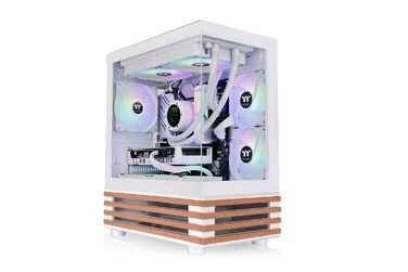 Корпус Thermaltake TG ARGB Micro-Tower з темперованим склом, 3 вентилятори ARGB, підтримка водяного охолодження 240/280мм, білий (View 170 Wood, Snow)