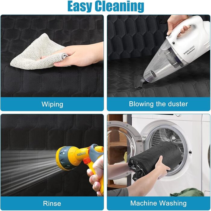 Автоматичний килимок для собак OneAmg у машину, 182x101 см (Чорний) - захист заднього сидіння, з віконцем, бічними панелями та ременями безпеки