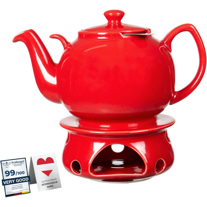 Керамічний чайник Urban Lifestyle LIVERPOOL з ситечком із нержавіючої сталі, 1.1 л, червоний