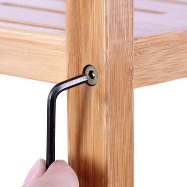 SONGMICS 3-Tier Shelves Bathroom Shelf, Bathroom Rack, Kitchen Shelf, Shoe Shelf, Bamboo Stand Shelf, 60 x 26 x 66 cm ideal for Bathroom, Living Room, Hallway, Kitchen, Balcony BCB33Y
