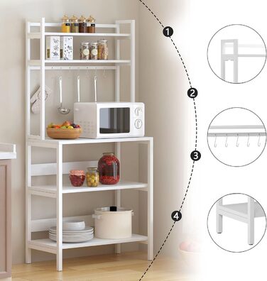 Стелаж для кухні SogesHome 5-ярусний, 80x40 см, з гачками, білий