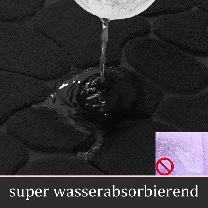 Набір килимків для ванної кімнати chakme (2 шт.), пам'ятна піна Cobblestone, поглинаючі протиковзкі килимки для підлоги, ванни та туалету, чорні