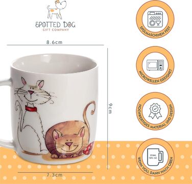 SPOTTED DOG GIFT COMPANY - Mug with Cat Motifs - White - Large