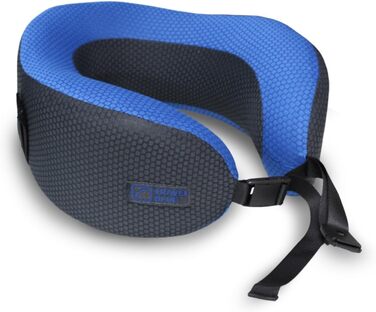 Blue Dreamer Travel Neck Pillow - Memory Foam Airplane Pillow for Travel with Breathable Mesh Fabric, Removable Cover, High Comfort & Support, Easy Storage