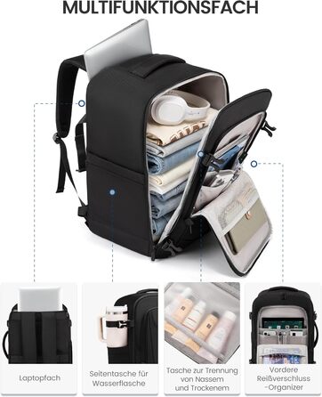 LOVEVOOK Рюкзак для ручної поклажі, 40L, для ноутбука 17.3
