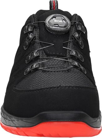 Робочі черевики ELTEN Maddox BOA S3S чорно-червоні, текстиль, сталевий підносок, легкі, спортивні, чоловічі та жіночі, 47 EU