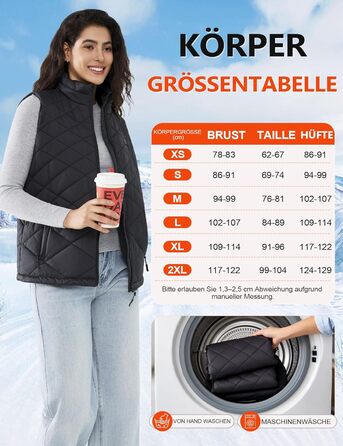 Електрична гріюча жилетка для жінок, 18400mAh, 7.4V, тепла степна жилетка на зиму, чорна (M)