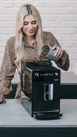 Melitta Latticia OT - Fully Automatic Coffee Machine with Milk System, Coffee Machine with Grinder for e.g. Coffee or Cappuccino, black