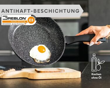 Набір сковорідок DIVORY 3 шт. (20, 24, 28 см) з антипригарним покриттям для всіх плит – універсальні сковороди з ергономічними ручками, придатні для миття в посудомийній машині