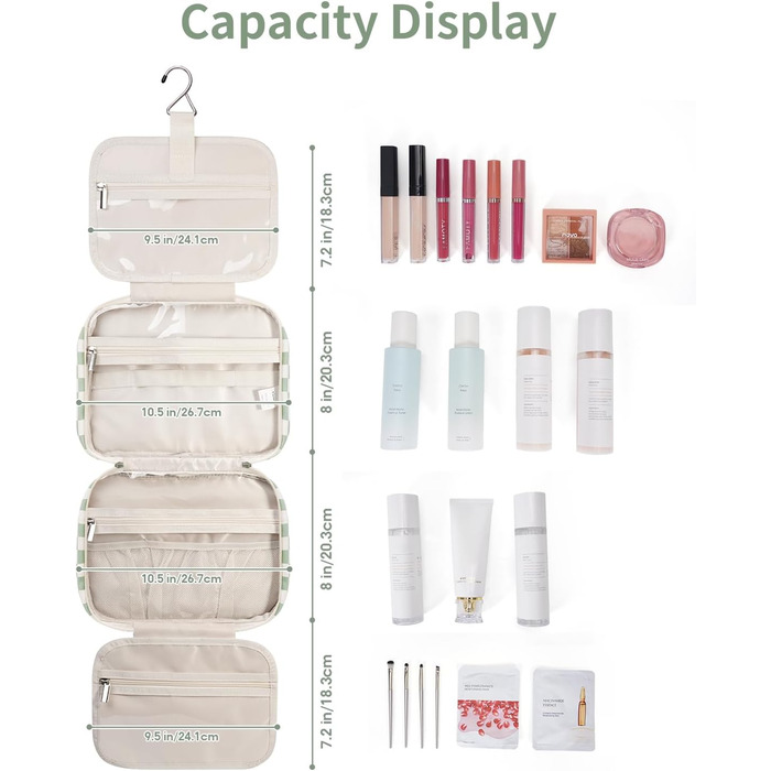 Косметичка для жінок Narwey з петлею для підвішування, велика, органайзер для косметики, сітка м'ятного кольору (середній)