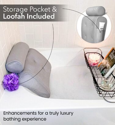 Everlasting Comfort Luxury Bath Pillow - Head, Neck, and Back Support Cushion for Bathtub, Spa, and Soaking