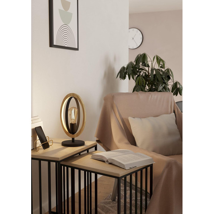 Торшер EGLO Basildon 1: дерев'яний торшер з текстилем та металом, з вимикачем, E27, для вітальні та спальні