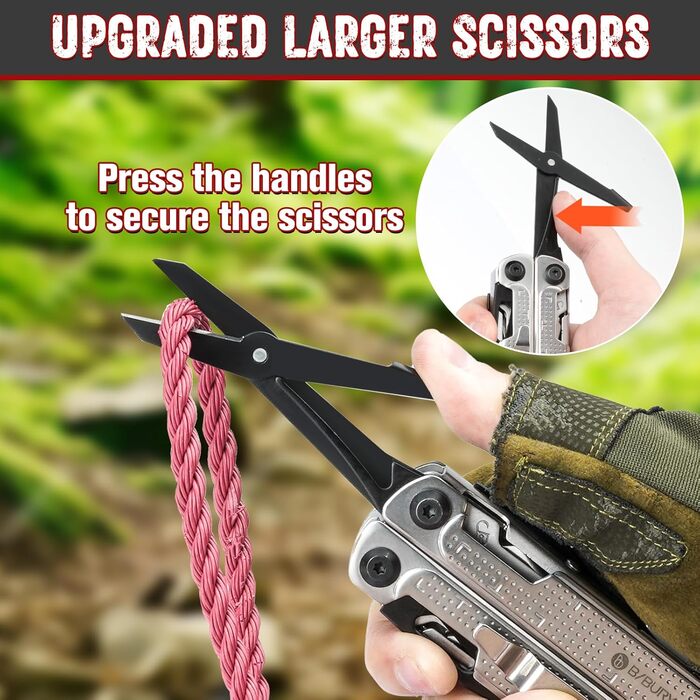BIBURY Multitool Pliers, Stainless Steel Multi Tool with Improved Wire Cutter & Screw Driver, Folding Self-Locking Multitools with Nylon Pouch for Camping, Hiking, Survival, Gift for Men, Dad