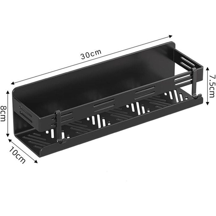 Melairy Shower Shelf No Drilling Bathroom Storage & Organization Shower Basket, Stainless Steel Bathroom Shelves with Two Hooks for Bathrooms and Kitchens