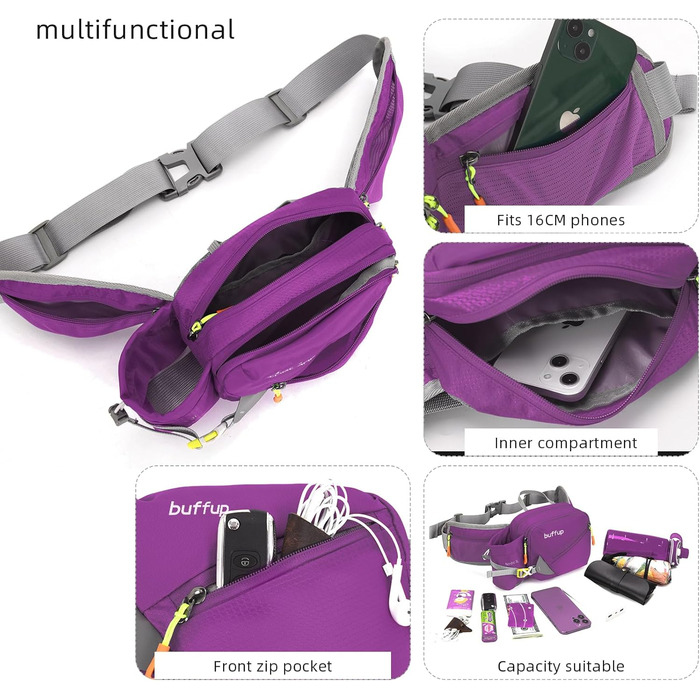 Спортивна поясна сумка-бананка для собак: тренування, велоспорт, піші прогулянки, біг. Великий об'єм, для чоловіків та жінок, колір: фіолетовий