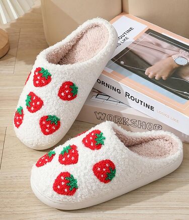 Тапочки домашні жіночі та чоловічі зимові теплі з м'якою підкладкою. Модель 'Клубніка' (38/39 EU)