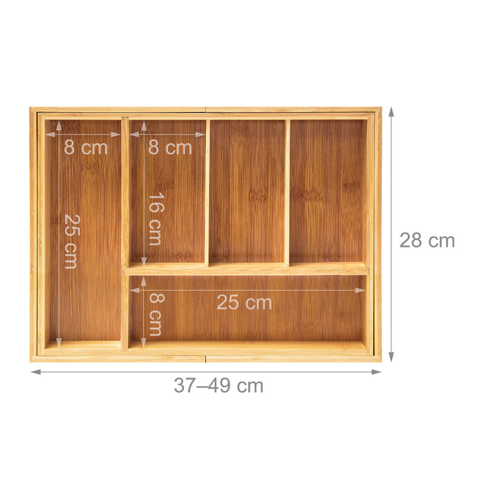 Relaxdays Bamboo Cutlery Box Adjustable XL