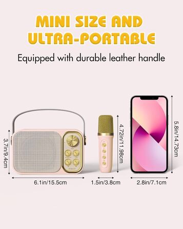 Караоке машина з 2 мікрофонами, портативна Bluetooth колонка для дітей та дорослих, 7 голосових ефектів, ідеально для вечірок та днів народження, рожева