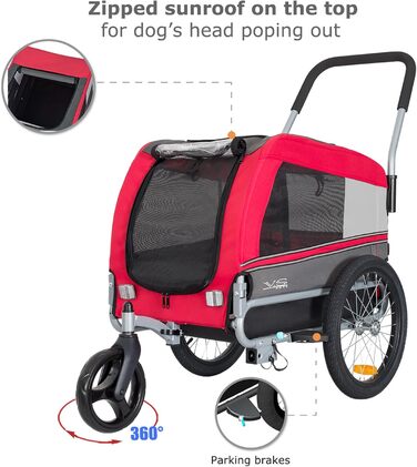 Універсальний візок для собак Tiggo VS Pets Medium: 2в1 (велосипедний, буксирний)