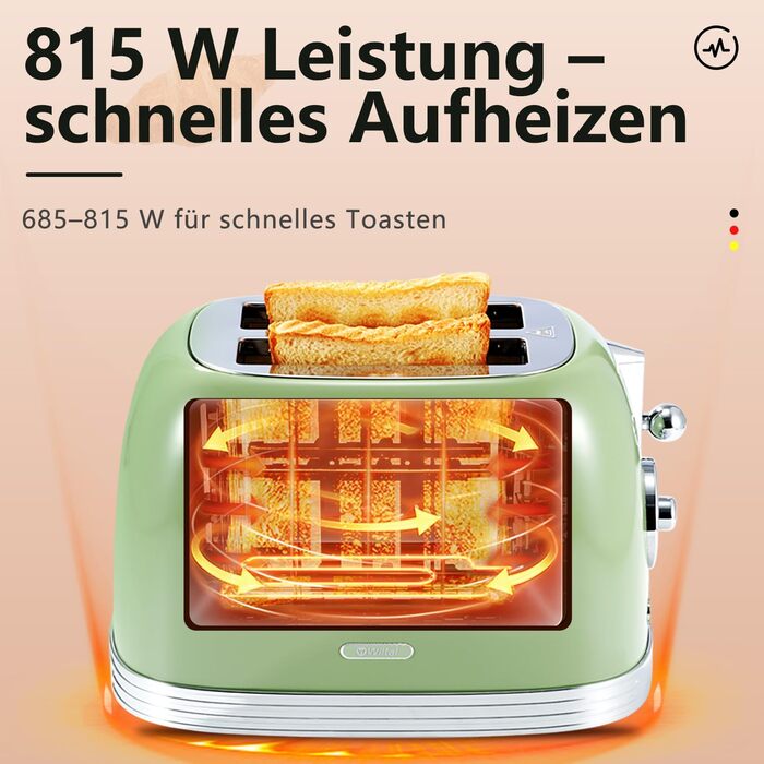 Електричний чайник та тостер-сет Retro з нержавіючої сталі, 2200 Вт, 1.8 л, для чаю, кави, дитячого харчування, без BPA, зелений