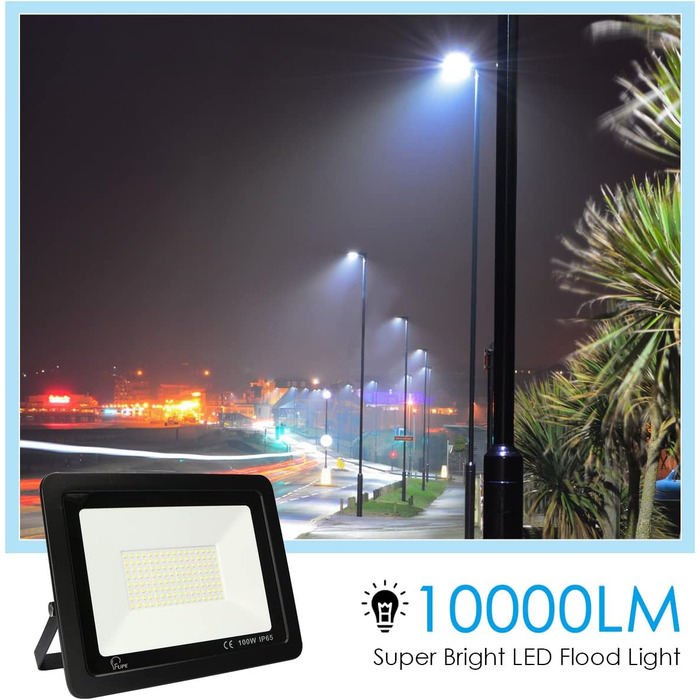 LED Floodlights Outdoor, LED Floodlights 100W, LED Outdoor Floodlights IP65 Waterproof, LED Spotlights 10000LM, LED Spotlights Outdoor 3000K Warm White, for Backyard, Garage, Hallway, Garden [Black]