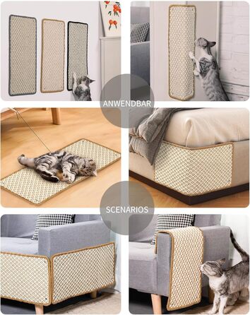 Килимок для котів JanYoo від подряпин, сизаль, 60x25 см (2 шт.), коричневий/бежевий