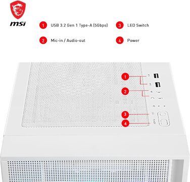 Корпус ПК MSI MAG Forge 320R Airflow White - Mid-Tower, ATX, підтримка RTX 40 GPU, ARGB вентилятори, магнітні фільтри, загартоване скло