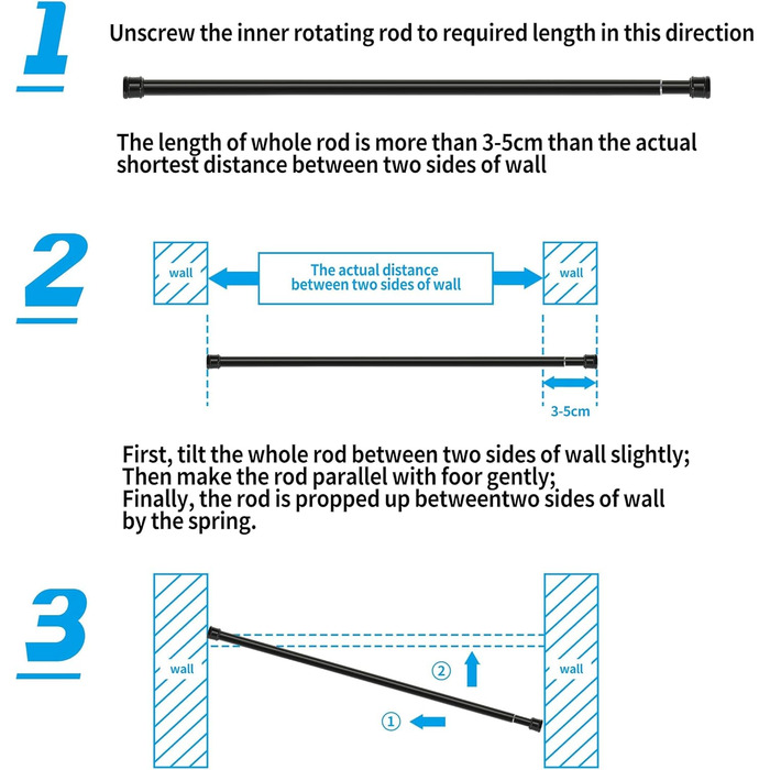 Штанга для штор у ванну/спальню, телескопічна, без свердління, 85-270 см, діаметр 32 мм, срібна