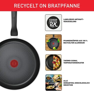 Сковорода Tefal Recycled On 28 см з антипригарним покриттям, індукційна, з переробленого алюмінію, чорна