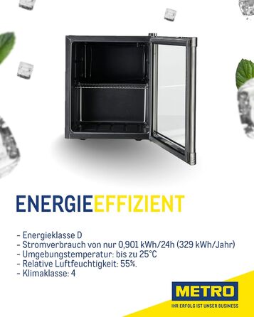 Міні-холодильник METRO Professional GPC1046, нержавіюча сталь/скло, 46 л, чорний