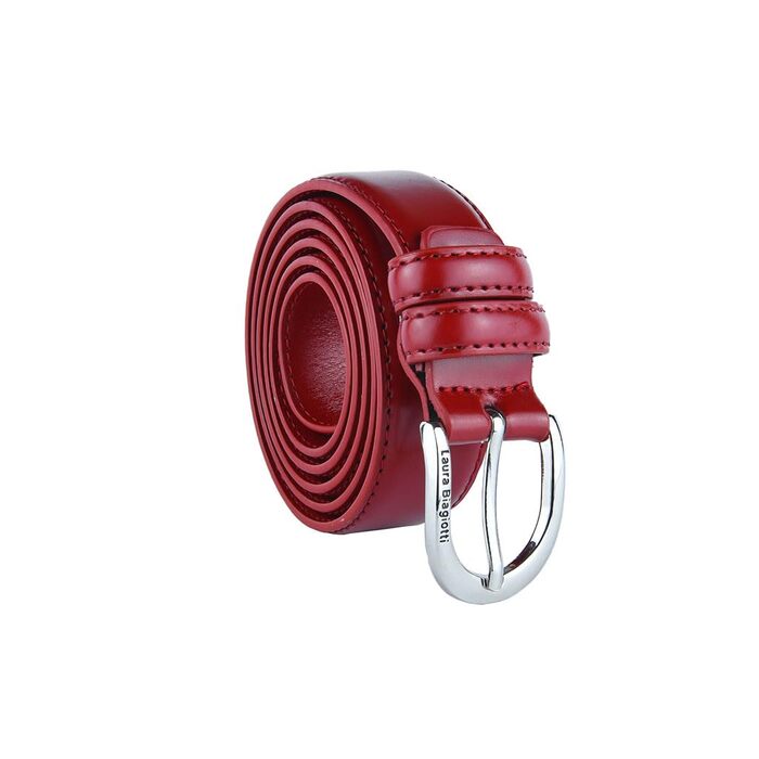 Жіночий шкіряний ремінь Biagiotti, червоний, 3 см, регульований, з подарунковою коробкою (110 см)
