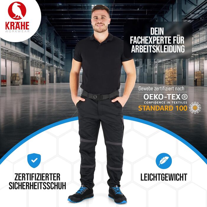 Черевики робочі KRÄHE Black Crow S3 ESD SRC для чоловіків, 44 EU, блакитні