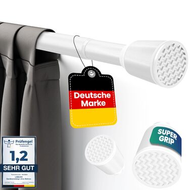 Штанга для штор без свердління, телескопічна, 260-350 см, біла. Підходить для штор, душової кабіни, одягу, сіток для котів.