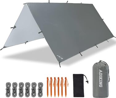 Тент для кемпінгу 3.2м x 3м, водонепроникний, портативний, анти-UV, сірий