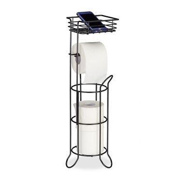 Relaxdays Black Standing Toilet Paper Holder