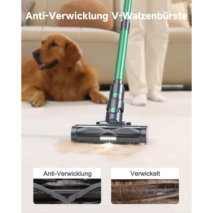 Бездротовий пилосос MIUZZY M241 30000Pa з акумулятором, 50 хв роботи, LED дисплей, для твердих поверхонь, килимів, шерсті тварин, зелений