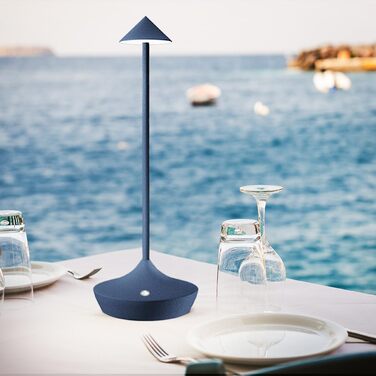 Набір з 2-х світлодіодних акумуляторних настільних ламп Hapfish бездротових, диммуються, алюмінієві, водонепроникні, для дому, тераси, ресторану (Коричневий/Синій)