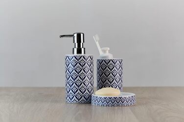 Дозатор для мила WENKO Lorca з кераміки, 0.36 л, блакитний, 18 x 7 x 8.5 см