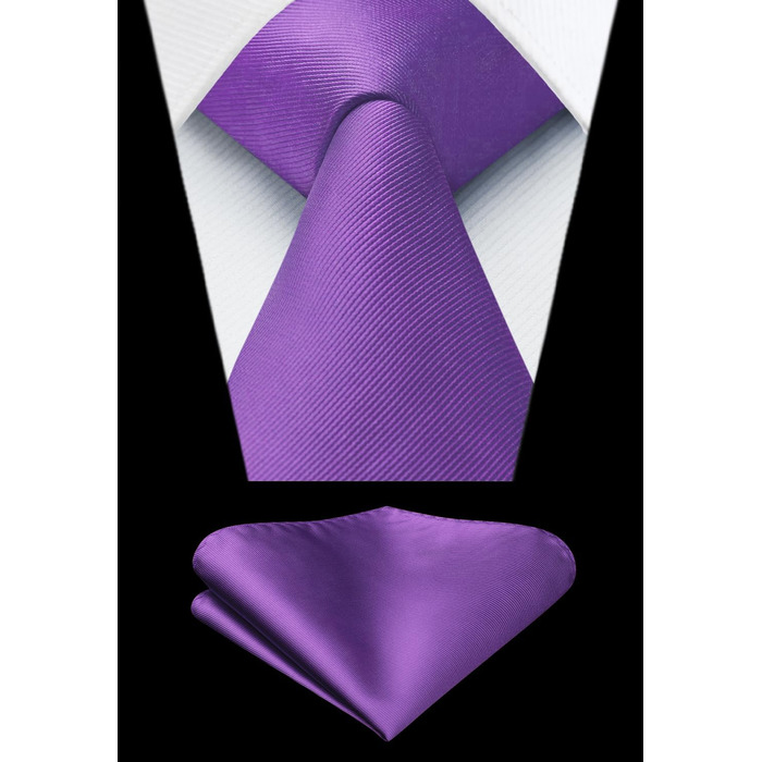 Краватка та нагрудна хустинка Enlision Solide - комплект для весілля, однотонні, фіолетовий (N2 Violett)