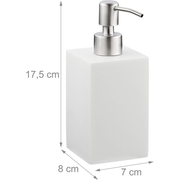 Дозатор для мила Relaxdays 300 мл, наповнюваний, для ванної/кухні, білий, з нержавіючою сталею