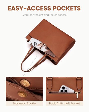 Сумка для ноутбука LOVEVOOK жіноча 17 дюймів, коричнева: ділова сумка, портфель, сумка для університету, школи, офісу