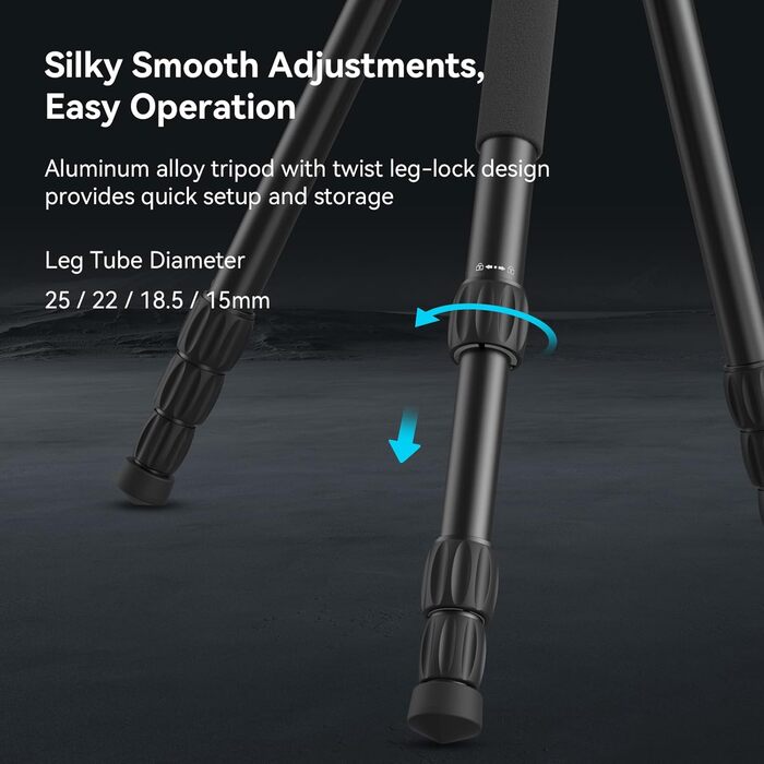 SMALLRIG 71' штатив для відео з пливним упором, алюмінієвий штатив для камери, 360° панорамний відео штатив для подорожей, регулювання висоти від 5 до 21.5 метрів, максимальне навантаження 15 кг, навантаження на пливний упор 3 кг, CT180 – 3760B