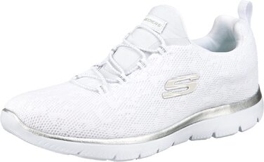 Кросівки Skechers Summits Leopard Spot для жінок, 39.5 EU, білий сітчастий верх з сріблястою окантовкою