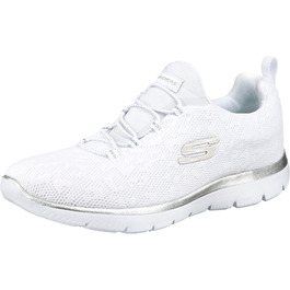 Кросівки Skechers Summits Leopard Spot для жінок, 39.5 EU, білий сітчастий верх з сріблястою окантовкою